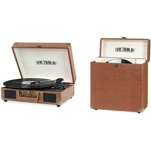  Victrola Bluetooth Suitcase Record Player 3-Speed Turntable & Storage case for Vinyl Turntable Records