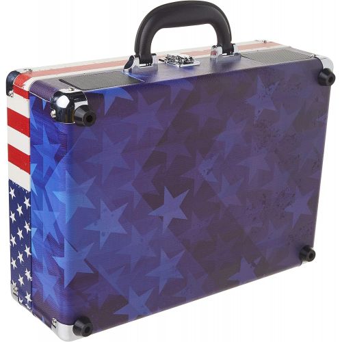  Victrola Vintage 3-Speed Bluetooth Portable Suitcase Record Player with Built-in Speakers Upgraded Turntable Audio Sound Includes Extra Stylus American Flag (VSC-550BT-USA) Amercan
