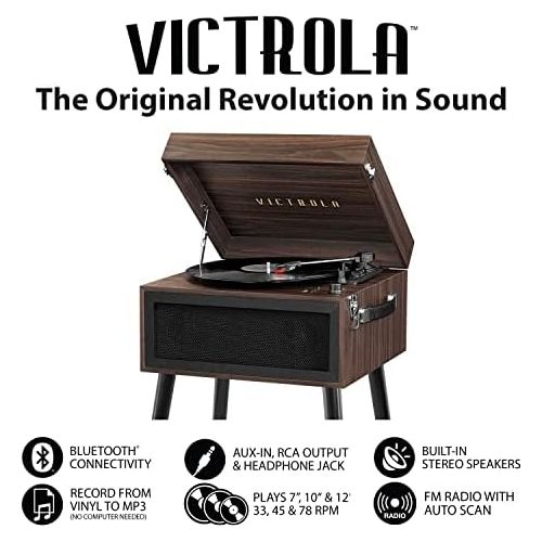  Victrola VTA-75-ESP Liberty 5-in-1 Turntable Music EntertainmentCenter with Bluetooth Wireless FM Radio USB Recorder Wood (Espresso)