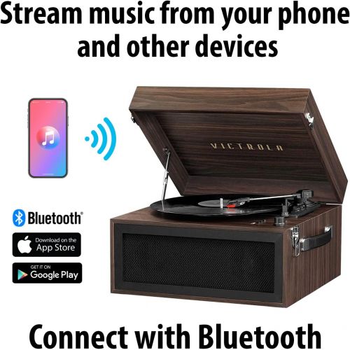  Victrola VTA-75-ESP Liberty 5-in-1 Turntable Music EntertainmentCenter with Bluetooth Wireless FM Radio USB Recorder Wood (Espresso)