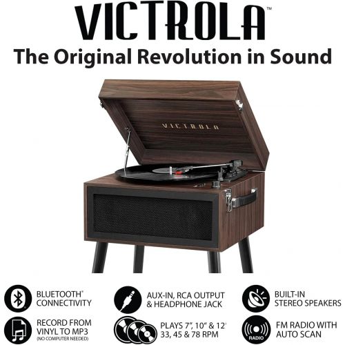  Victrola VTA-75-ESP Liberty 5-in-1 Turntable Music EntertainmentCenter with Bluetooth Wireless FM Radio USB Recorder Wood (Espresso)