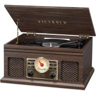 Victrola 4-in-1 Nostalgic Bluetooth Record Player with 3-Speed Record Turntable and FM Radio, Espresso