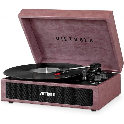  Victrola Parker Bluetooth Suitcase Record Player with 3-Speed Turntable, Lambskin Dusty Rose (VSC-580BT-LDR)