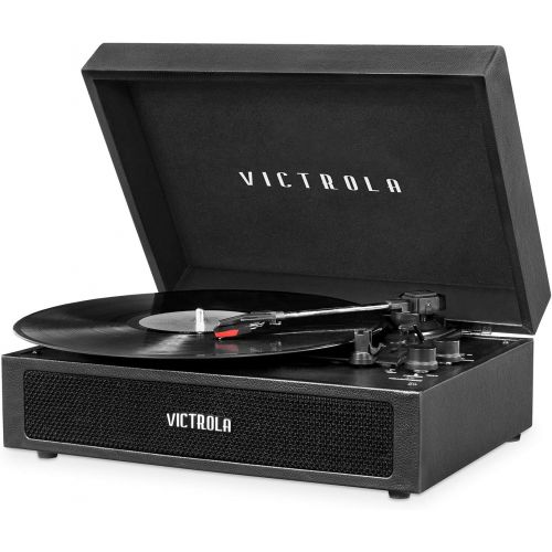  Victrola Parker Bluetooth Suitcase Record Player with 3-Speed Turntable, Black