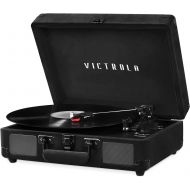 [아마존베스트]Victrola Vintage 3-Speed Bluetooth Portable Suitcase Record Player with Built-in Speakers | Upgraded Turntable Audio Sound| Includes Extra Stylus | Black Velvet (VSC-550BT-BKV)