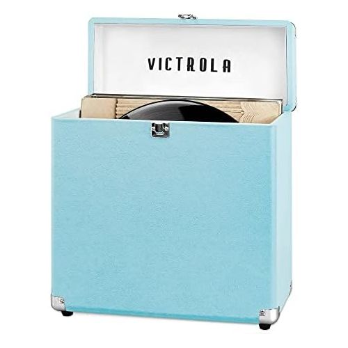  [아마존베스트]Victrola Vintage Vinyl Record Storage Carrying Case for 30+ Records (Dust/Scratch Free) (Aqua Turquoise)