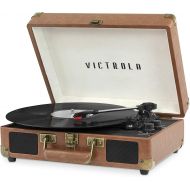 Victrola Vintage 3-Speed Bluetooth Portable Suitcase Record Player with Built-in Speakers Upgraded Turntable Audio Sound Includes Extra Stylus Brown