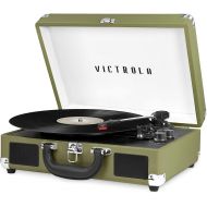 Victrola Vintage 3-Speed Bluetooth Portable Suitcase Record Player with Built-in Speakers Upgraded Turntable Audio Sound Includes Extra Stylus Green Olive