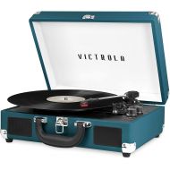 Victrola Vintage 3-Speed Bluetooth Portable Suitcase Record Player with Built-in Speakers Upgraded Turntable Audio Sound Includes Extra Stylus Blue Coral