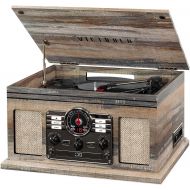 Victrola Nostalgic 6-in-1 Bluetooth Record Player & Multimedia Center with Built-in Speakers - 3-Speed Turntable, CD & Cassette Player, AM/FM Radio Wireless Music Streaming Farmhou