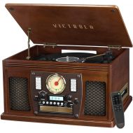 Victrola 8-in-1 Bluetooth Record Player & Multimedia Center, Built-in Stereo Speakers - Turntable, Wireless Music Streaming, Real Wood Espresso