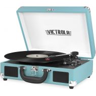 Victrola Vintage 3-Speed Bluetooth Portable Suitcase Record Player with Built-in Speakers Upgraded Turntable Audio Sound Includes Extra Stylus Aqua Turquoise (VSC-550BT-TU)