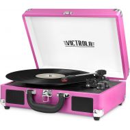 Victrola Vintage 3-Speed Bluetooth Portable Suitcase Record Player with Built-in Speakers Upgraded Turntable Audio Sound Includes Extra Stylus Pink, 1SFA (VSC-550BT-PNK)