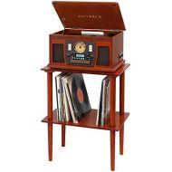 Victrola 8-in-1 Bluetooth Record Player & Multimedia Center, Built-in Stereo Speakers - Turntable, Wireless Music Streaming with Stand, Real Wood Mahogany