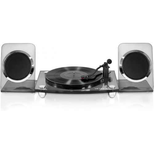  Innovative Technology Victrola Modern Acrylic 2-Speed Bluetooth Turntable with 40-Watt Wireless Speakers, Clear