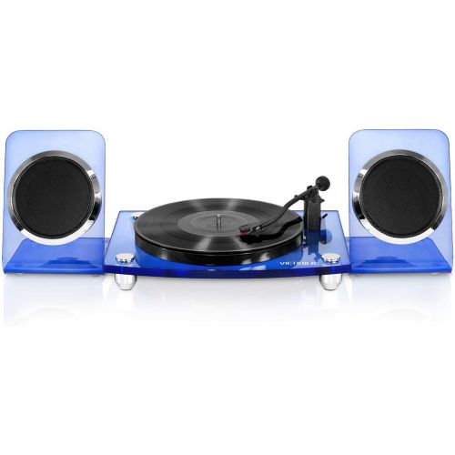  Innovative Technology Victrola Modern Acrylic 2-Speed Bluetooth Turntable with 40-Watt Wireless Speakers, Clear