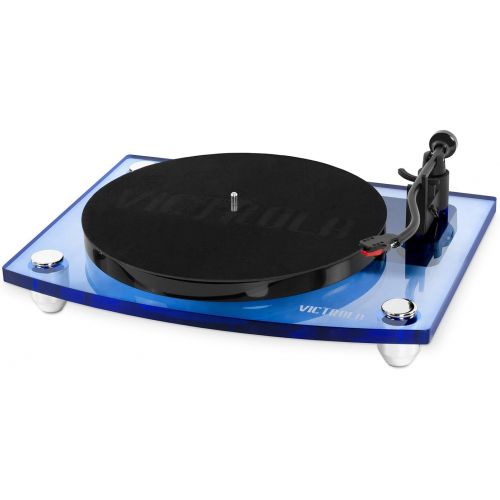  Innovative Technology Victrola Modern Acrylic 2-Speed Bluetooth Turntable with 40-Watt Wireless Speakers, Clear