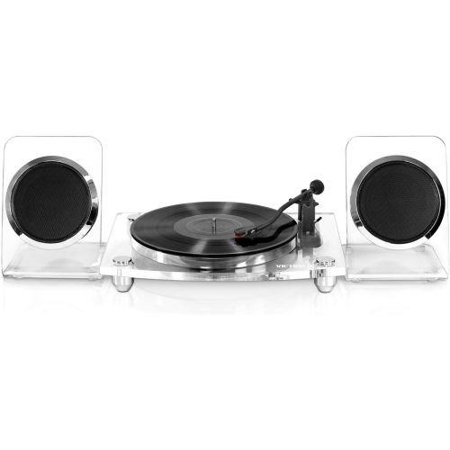  Innovative Technology Victrola Modern Acrylic 2-Speed Bluetooth Turntable with 40-Watt Wireless Speakers, Clear