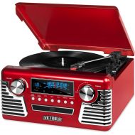 It.innovative technology Victrola 50s Retro 3-Speed Bluetooth Turntable with Stereo, CD Player and Speakers, Blue