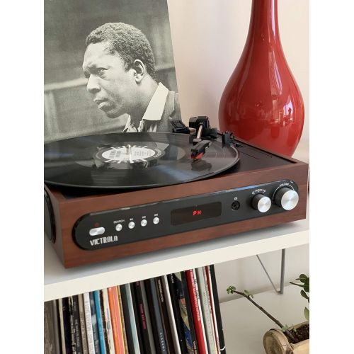  Victrola All-in-1 Bluetooth Record Player with Built in Speakers and 3-Speed Turntable Mahogany (VTA-65-MAH)