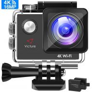 [아마존 핫딜]  [아마존핫딜]Victure Action Camera 4K WiFi 16MP 98Feet Waterproof Underwater Camera 170°Wide-Angle 2 Inch Screen Sports Cam with 2 Rechargeable 1050mAh Batteries and Mounting Accessories