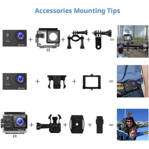  [아마존 핫딜]  [아마존핫딜]Victure 4K Action Camera 20MP WiFi Underwater Camera Diving 40 Meter Waterproof Sport Cam with 2 Rechargeable Batteries and Multiple Accessories for Biking Snorkeling Surfing