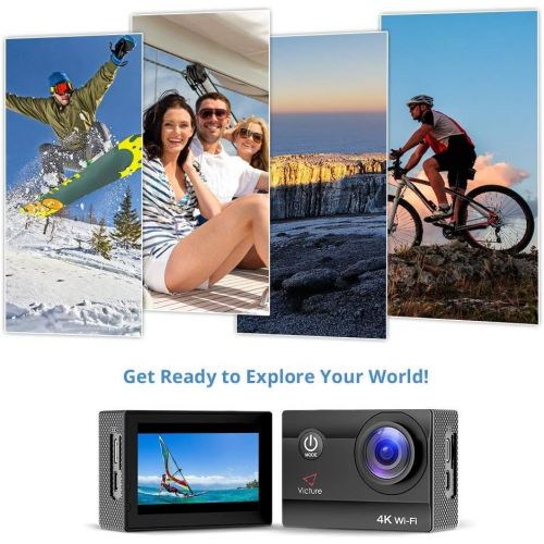  [아마존 핫딜]  [아마존핫딜]Victure 4K Action Camera 20MP WiFi Underwater Camera Diving 40 Meter Waterproof Sport Cam with 2 Rechargeable Batteries and Multiple Accessories for Biking Snorkeling Surfing