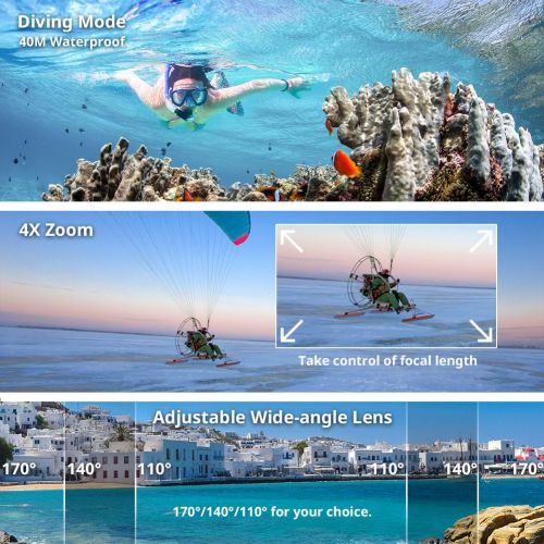  [아마존 핫딜]  [아마존핫딜]Victure 4K Action Camera 20MP WiFi Underwater Camera Diving 40 Meter Waterproof Sport Cam with 2 Rechargeable Batteries and Multiple Accessories for Biking Snorkeling Surfing