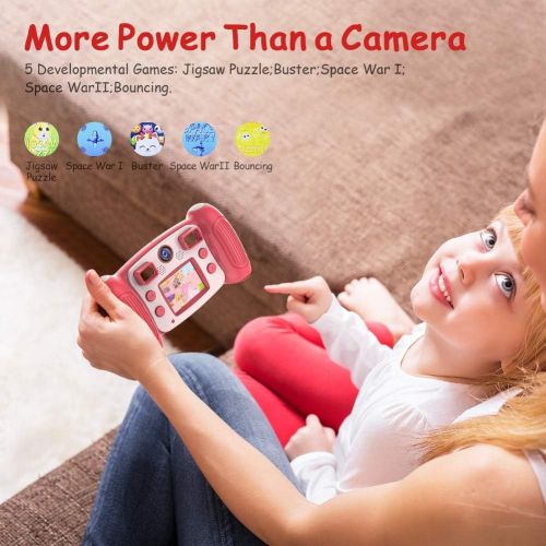  [아마존 핫딜] [아마존핫딜]Victure Kids Camera Digital Rechargeable Selfie Action Camera 1080P HD 12MP with 2 Inch LCD Display and Shockproof Handles for Girls Boys Toys Gifts