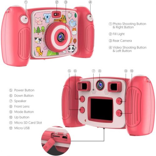  [아마존 핫딜] [아마존핫딜]Victure Kids Camera Digital Rechargeable Selfie Action Camera 1080P HD 12MP with 2 Inch LCD Display and Shockproof Handles for Girls Boys Toys Gifts