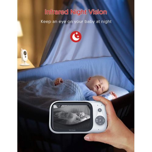  [아마존핫딜][아마존 핫딜] Victure Video Baby Monitor with Digital Camera and Infrared Night Vision 3.2 LCD Screen 2.4GHz Wireless Transmission Temperature Sensor Audio Two Way Talk VOX Auto Wake-up 8 Lullab