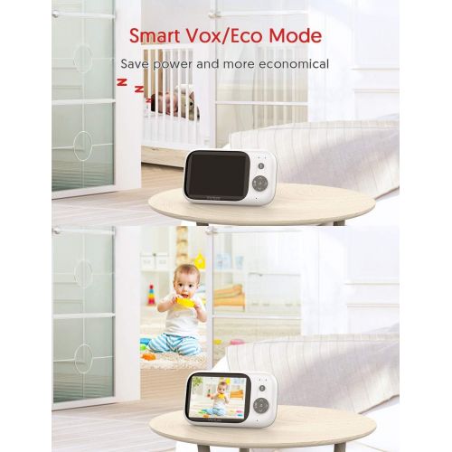  [아마존핫딜][아마존 핫딜] Victure Video Baby Monitor with Digital Camera and Infrared Night Vision 3.2 LCD Screen 2.4GHz Wireless Transmission Temperature Sensor Audio Two Way Talk VOX Auto Wake-up 8 Lullab