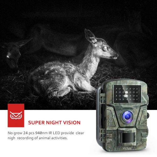  Victure Trail Game Camera Night Vision Motion Activated Hunting Cam 12MP 1080P 2.4 LCD Waterproof Wildlife Camera for Outdoor Surveillance