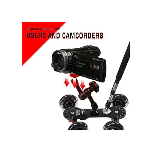  Vidpro SK-22 Professional Skater Dolly - Rolling Slider for DLSR Cameras & Camcorders Ideal for Low-Level Shooting & Panning 25 Lbs Capacity Smooth Rubber Wheels 7 Mounting Points & Extendable Handle