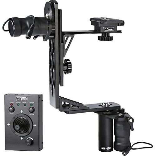  Vidpro MH-430 Motorized Pan & Tilt Gimbal Head - Complete Set Includes Joystick Cables Adapter and Carrying Case - Remote Control Pan Tilt and Rotate DLSR Camcorder Video Equipment