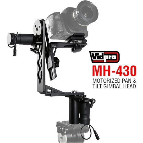  Vidpro MH-430 Motorized Pan & Tilt Gimbal Head - Complete Set Includes Joystick Cables Adapter and Carrying Case - Remote Control Pan Tilt and Rotate DLSR Camcorder Video Equipment