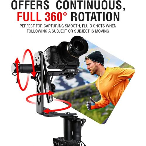  Vidpro MH-430 Motorized Pan & Tilt Gimbal Head - Complete Set Includes Joystick Cables Adapter and Carrying Case - Remote Control Pan Tilt and Rotate DLSR Camcorder Video Equipment