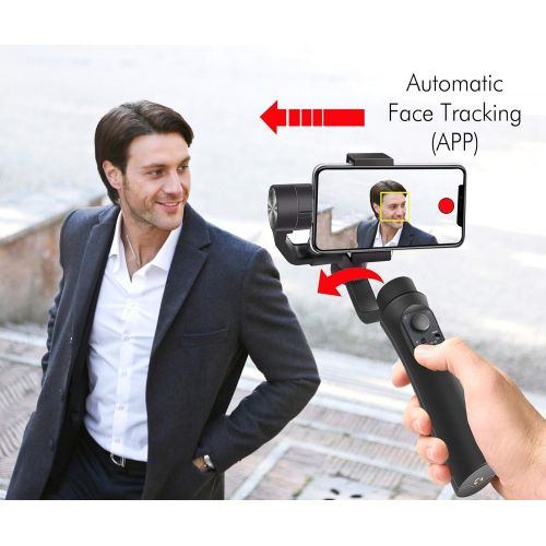  Vidpro SB-30 Motorized 3-Axis Smartphone Handheld Gimbal Stabilizer for Smooth Video Capture 360 Degrees Pan Tilt and Roll. App with Face Tracking, Panorama and Time Lapse Modes