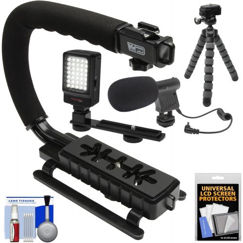  Vidpro VB-12 Stabilizer Hand Grip for DSLR Cameras, Video Camcorders & Action Cameras with Microphone + Flex Tripod + Kit