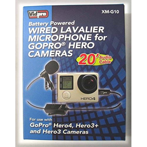  VidPro XM-G10 Lavalier Lapel Clip-on Microphone 20-Feet Cable for GoPro HERO3 / HERO3+ / HERO4