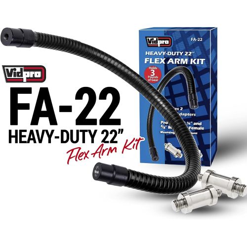  Vidpro FA-22 Heavy-Duty 22-inch Flex Arm Kit - Flexible and Versatile Mounting for Mobile Phones Cameras Microphones Lighting and More Fits Most Stands Tripods Rigs Grips and Clamp
