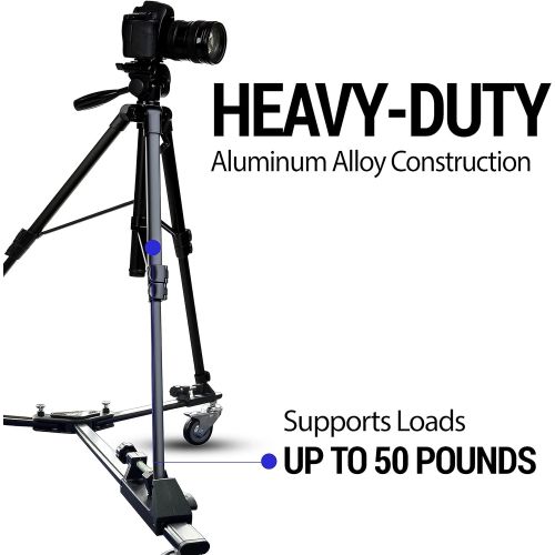  Vidpro PD-1 Professional Tripod Dolly - Heavy Duty with Adjustable Leg Mount with Locking Wheels and Carrying Case Compatible with Most Tripods Perfect for Cameras Camcorder and Li