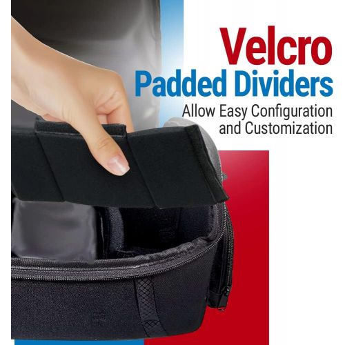  Vidpro DSLR and Video Camera Gadget Bag - Large Protective Case Includes Padded Dividers Handle and Shoulder Strap Compatible with Most Camera Brands Fits 1-2 DSLR Cameras 4 Lenses