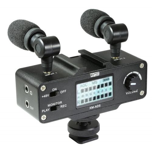  VidPro Vidpro XM-AD5 Mini Pre-Amp Smart Mixer with Dual Condenser Microphones - Designed for DSLR’s, Video Cameras and SmartPhones