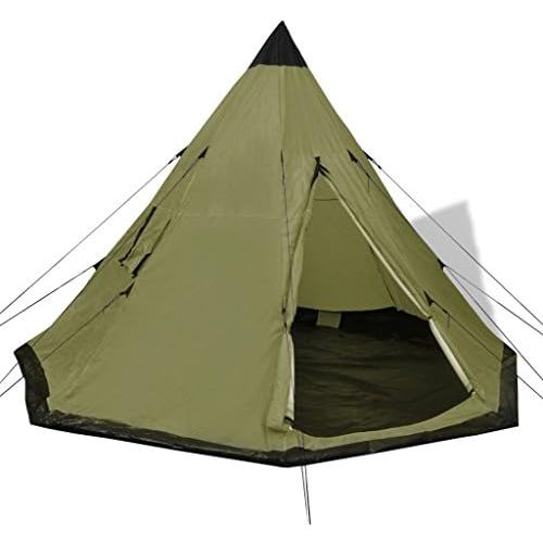  VidaXL vidaXL Indianerzelt Wigwam Familienzelt Camping Gruppenzelt 4 Personen Blau/Gruen/Gelb