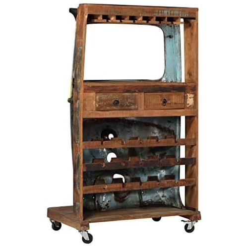  VidaXL vidaXL Weinschrank Rikscha 15 Flaschen Flaschenregal Flaschenstander Weinregal Weinstander Regal Flaschenhalter 100x60x172 cm Recyceltes Massivholz