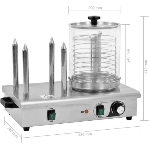  vidaXL Glaszylinder Wuerstchenwarmer Bockwurstwarmer Hot Dog Maker Ersatzglas