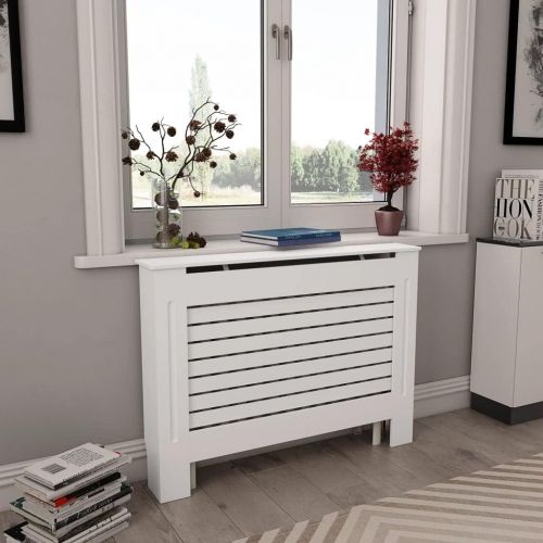  vidaXL 2X Radiator Cover Heater Heating Covers Storage Cabinet Shelf Organizer Home Decor Interior Living Room Office White 44.1 MDF