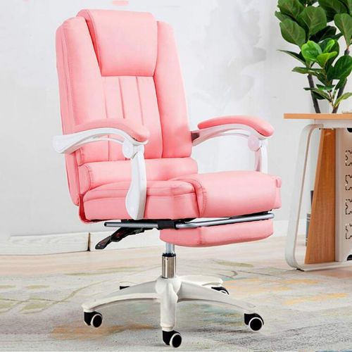  Video Desk Chairs Computer Chair Office Chair Stylish Reclining Sofa Chair Pink Home Swivel Chair Soft and Comfortable Office Chair 360 Rotation Lifting (Color : Pink)