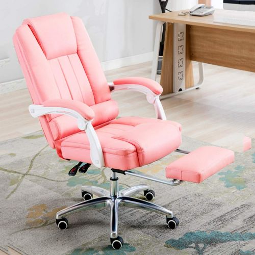  Video Desk Chairs Computer Chair Office Chair Stylish Reclining Sofa Chair Pink Home Swivel Chair Soft and Comfortable Office Chair 360 Rotation Lifting (Color : Pink)